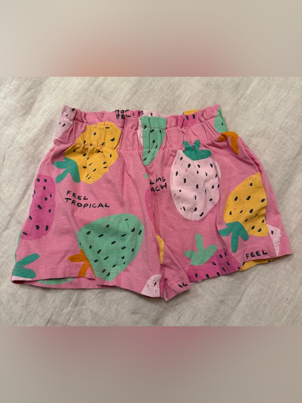 SFERRA Pink Tropical Fruit Print Kids Girls Shorts